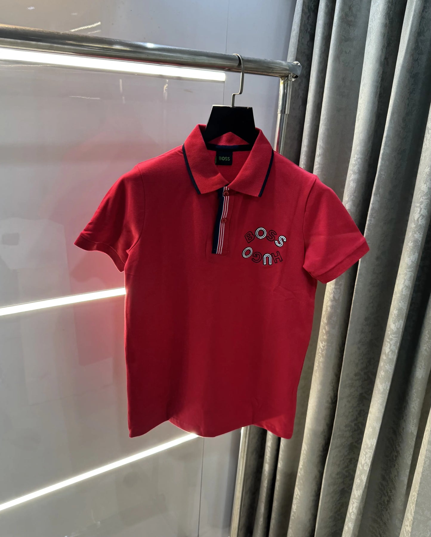 Hugo Bo-$s Red Logo Work Premium Polo T-Shirt