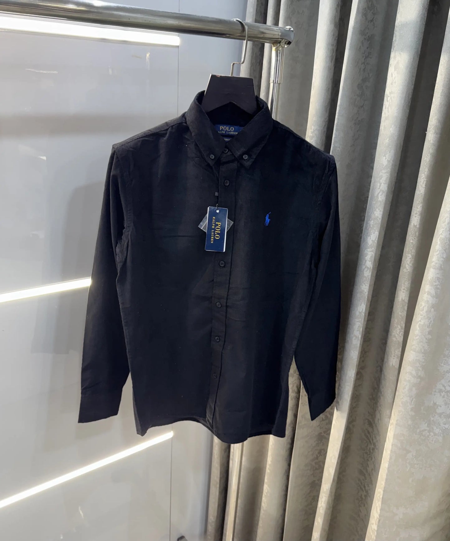 Ralph Lauren Black Embroidry Logo Premium Cord Shirt