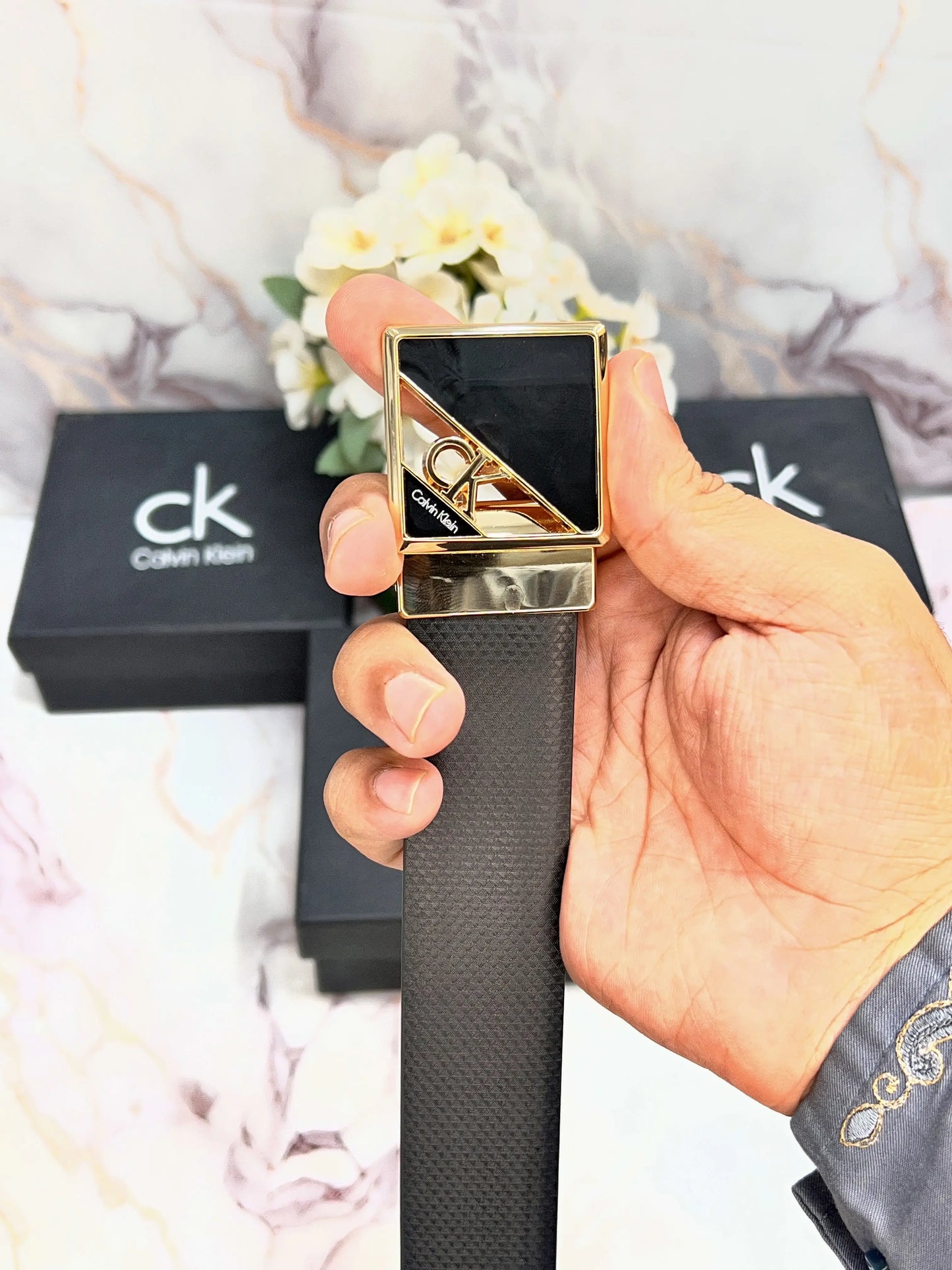 CK CALVIN_KLEIN PREMIUM QUALITY IMPORTED REVERSIBLE BELT WITH OG BOX CK-118