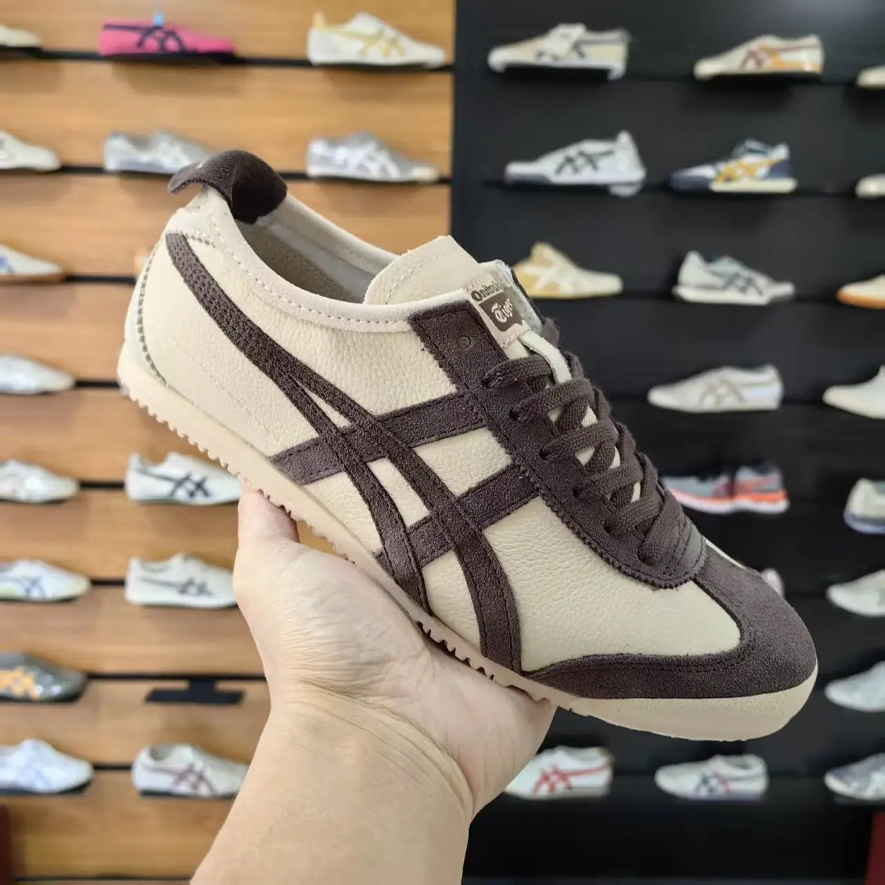 Onitsuka Tiger Mexico 66 Beige Chocolate Brown 7A Premium sneakers (D-2073)