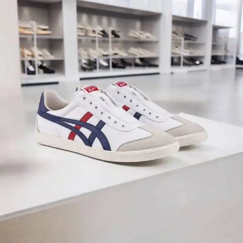 Onitsuk_a Tiger Tokuten Slip-On White Blue Red Mens 7A Premium (D-1654 P-1)