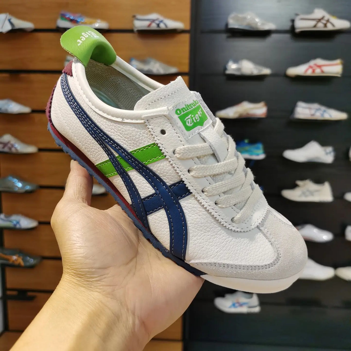 Onitsuk_a Tiger Mexico 66 Blue Green White Girls 7A Premium First Copy D-1836