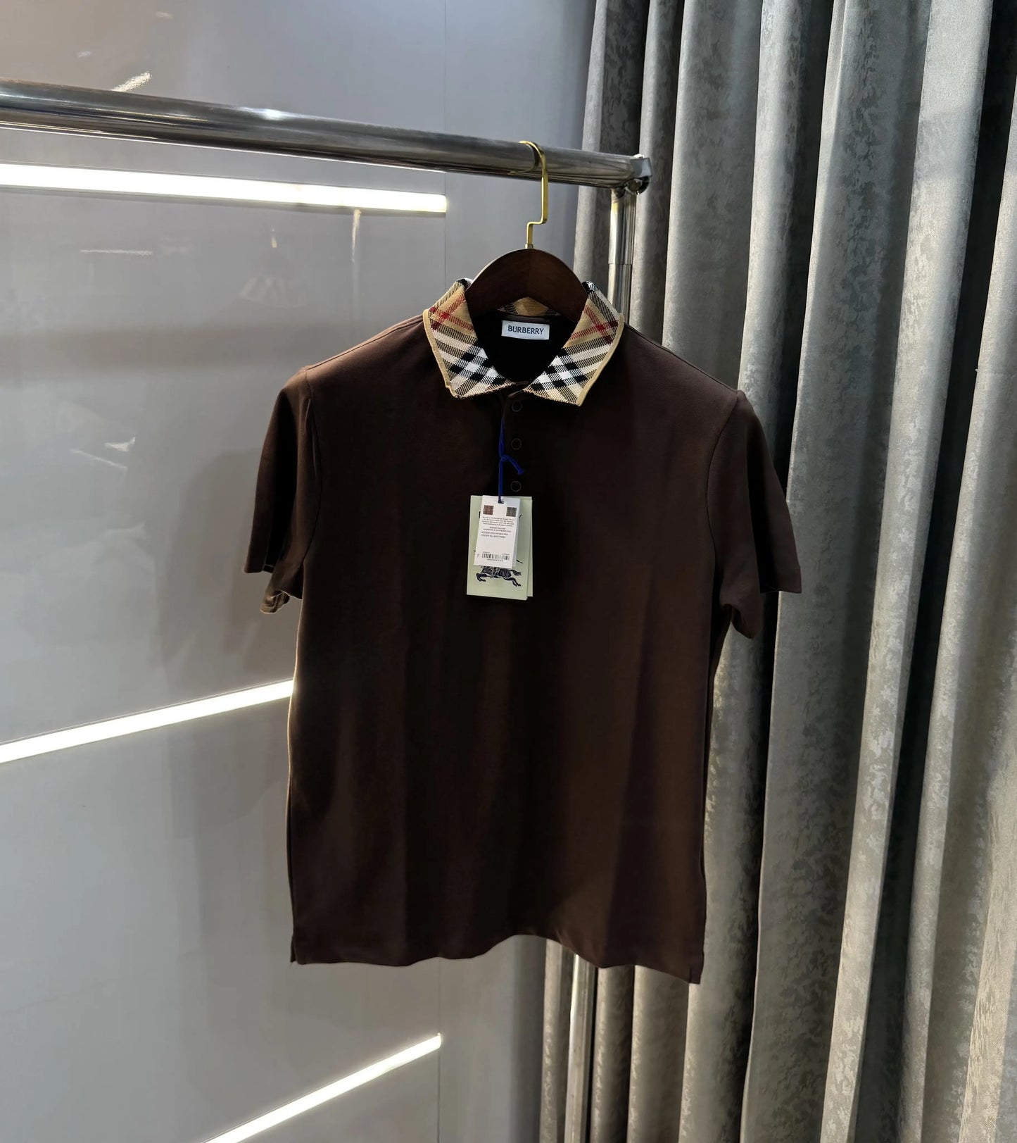 Burberr y Brown Embroidery Logo Premium Classic Polo T-Shirt