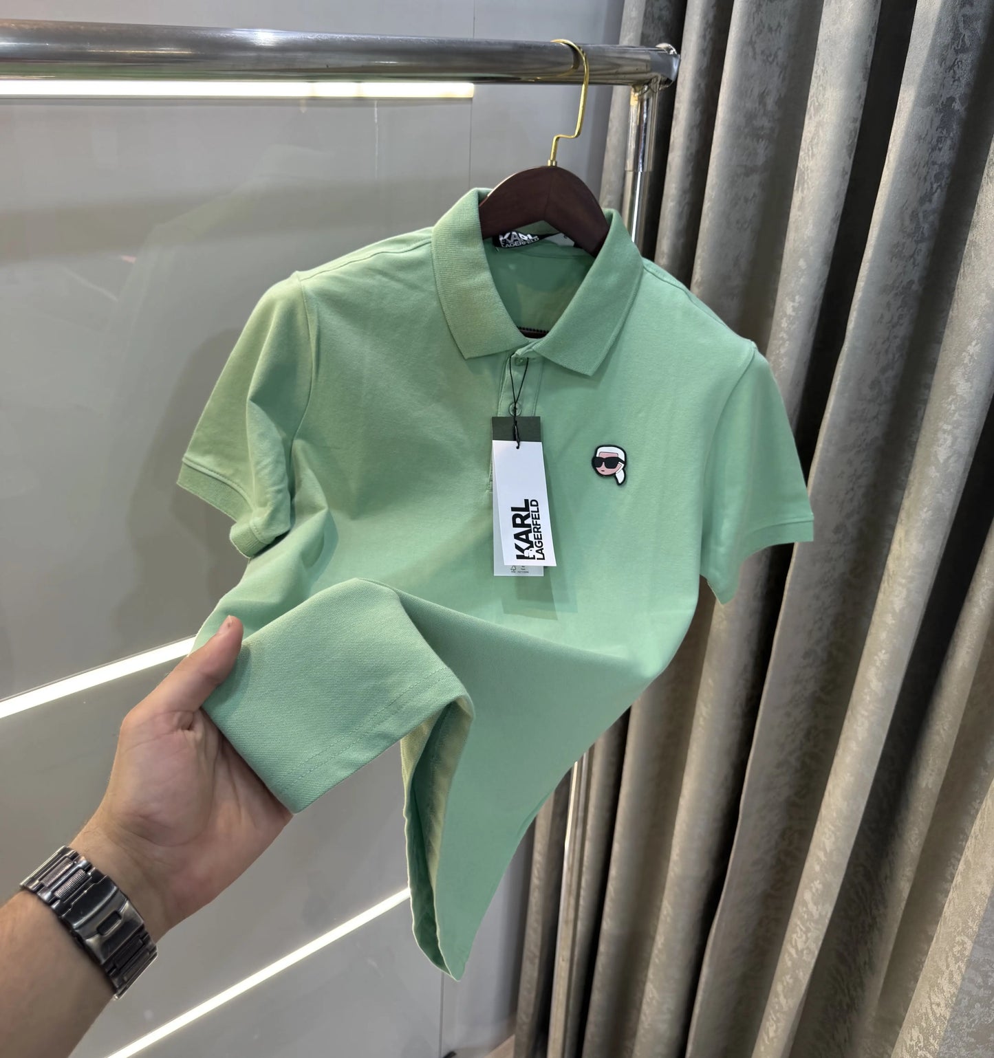 Karl Lagerfled Green Imported Polo T-Shirt
