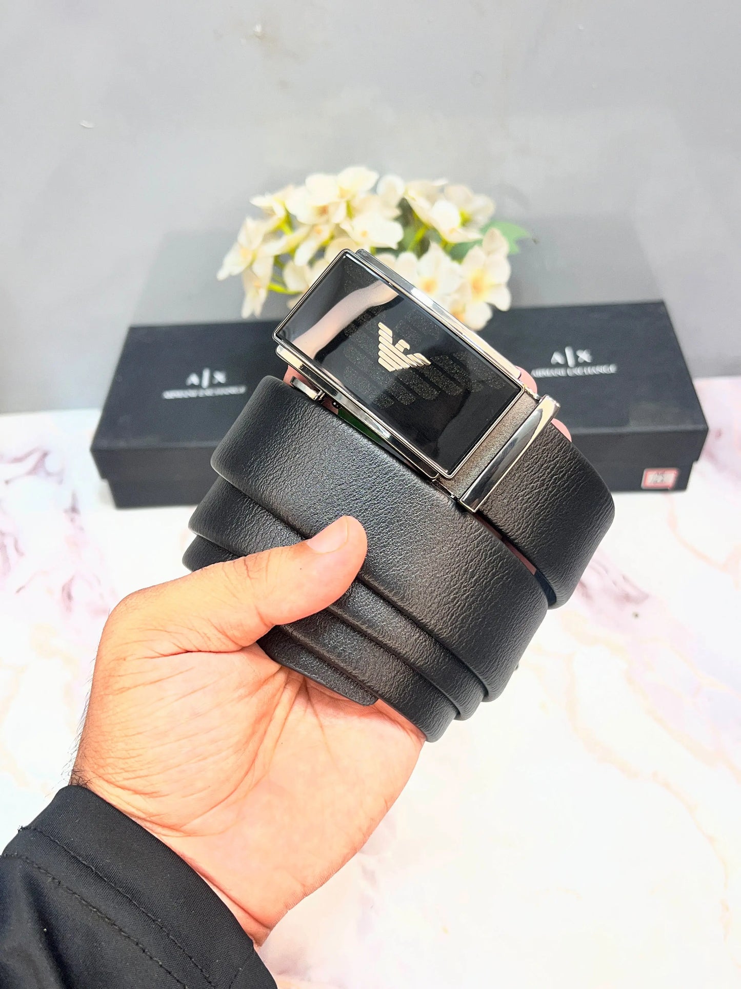 AX ARMANI EXCHANGE PREMIUM QUALITY AUTOLOCK BELT WITH OG BOX AX-