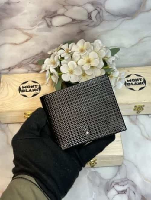 MONTBLANC PREMIUM QUALITY IMP SOFT MATERIAL WALLET WITH WOODEN BRAND BO·X MB-803