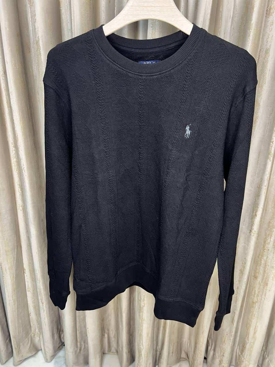 POLO RALPH LAURE_N BLACK SWEATSHIRT AVAILABLE IN CREWNECK WITH A STICHED LOGO