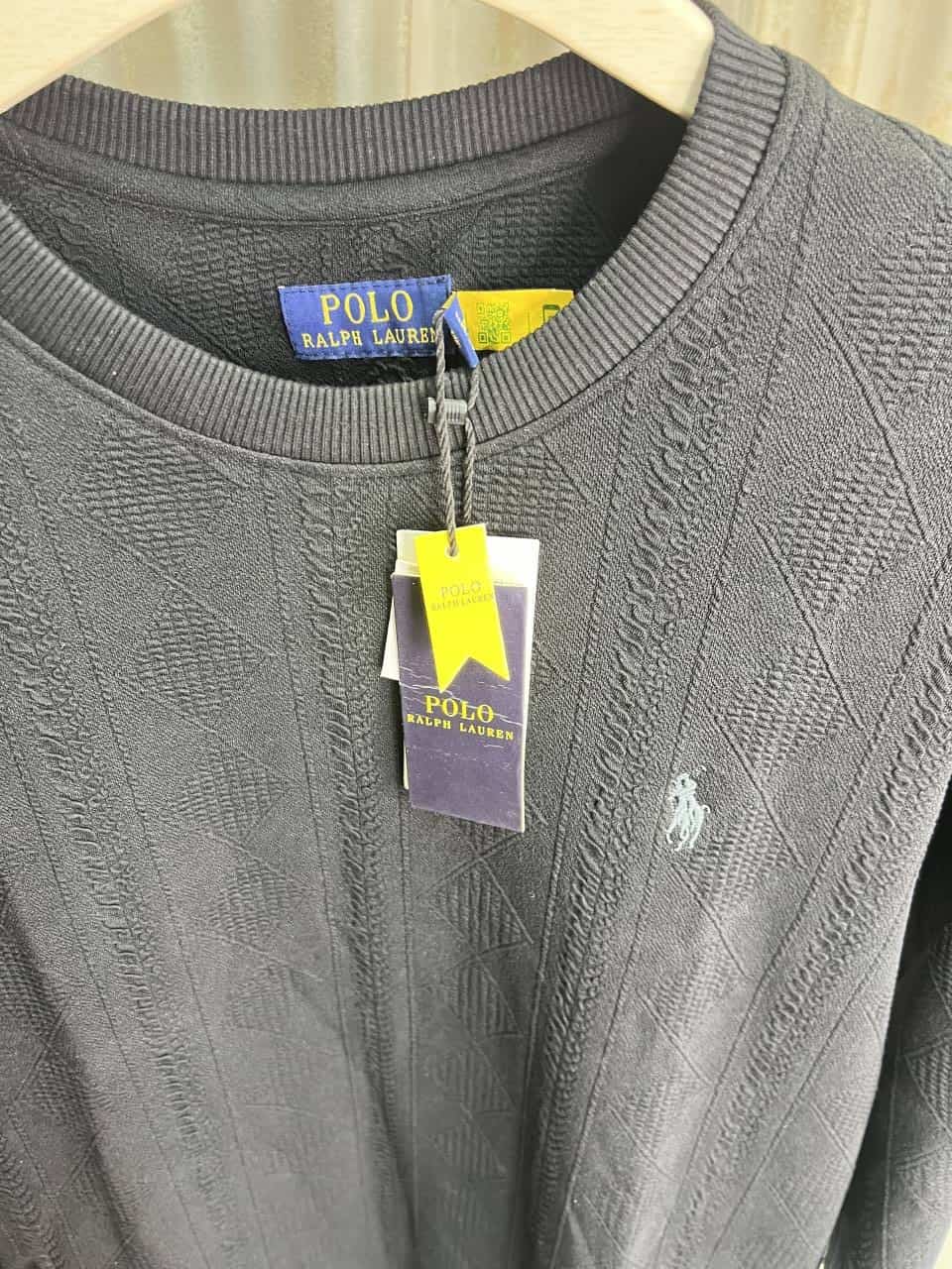 POLO RALPH LAURE_N BLACK SWEATSHIRT AVAILABLE IN CREWNECK WITH A STICHED LOGO