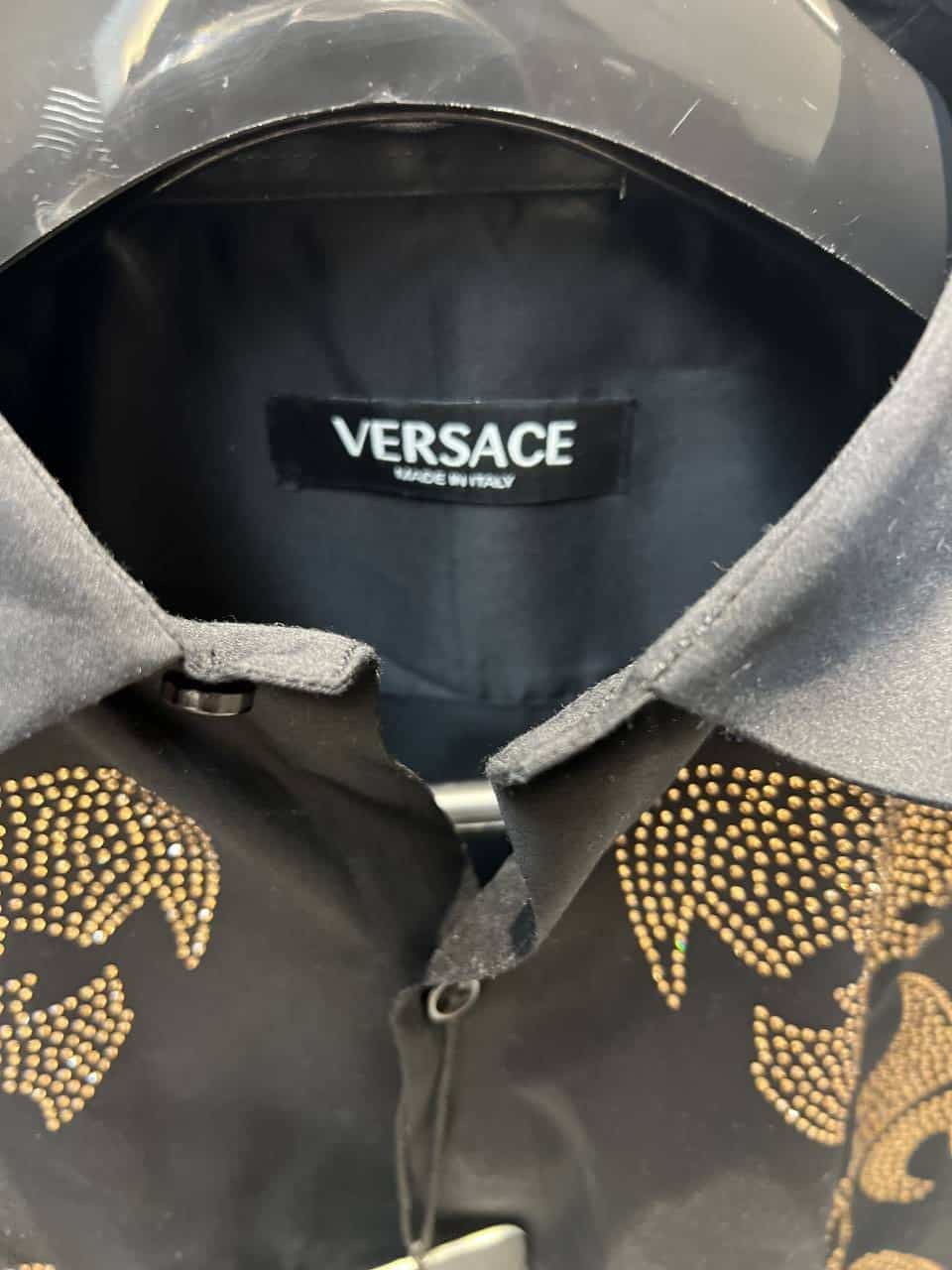 VERSACE BLACK DESIGNER SHIRT WITH STONE WORK AVAILABLE IN ULTRA PREMIUM QUALITY