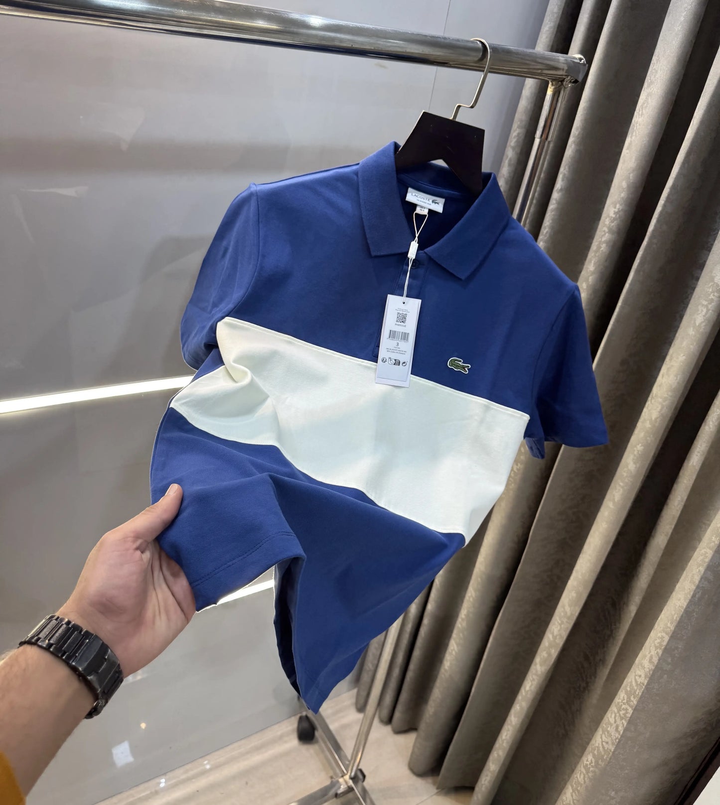 Lacost e White Blue Premium Polo T-Shirt