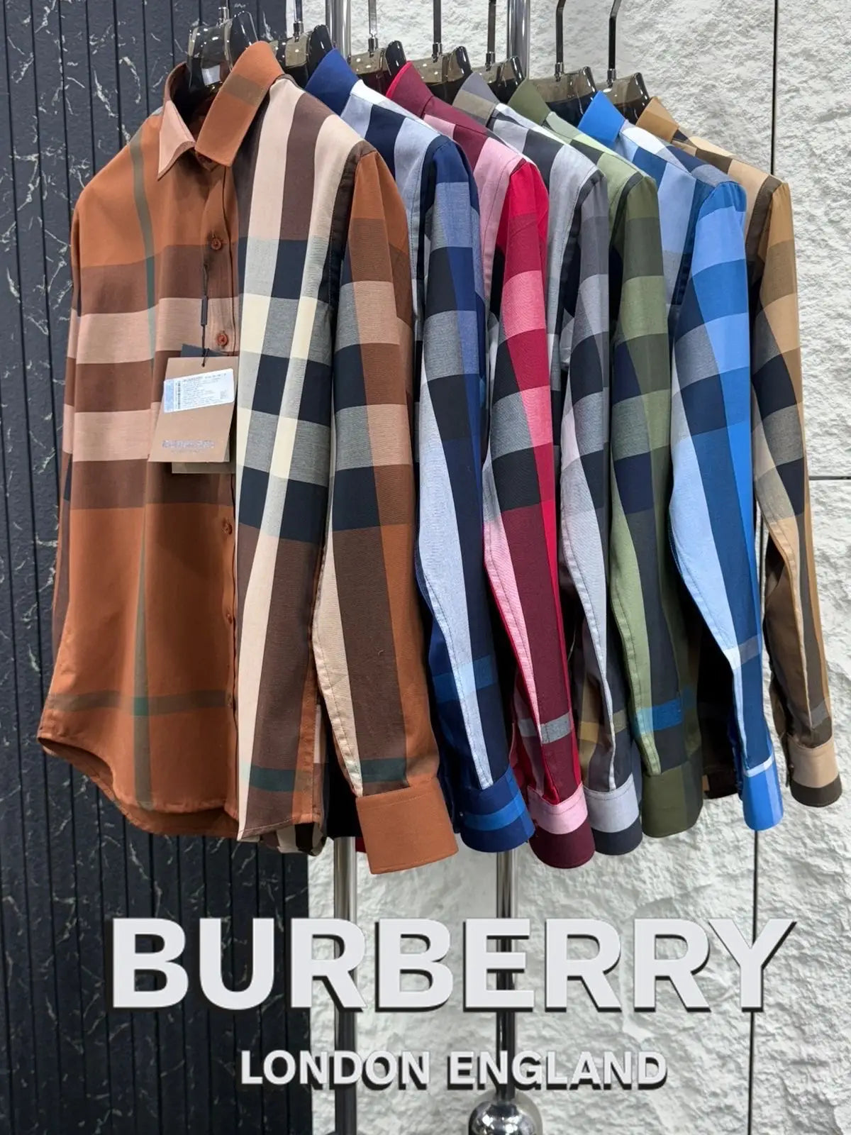 Burberr y 2 Blue Checks Premium Shirt With Original Bo_X Packing