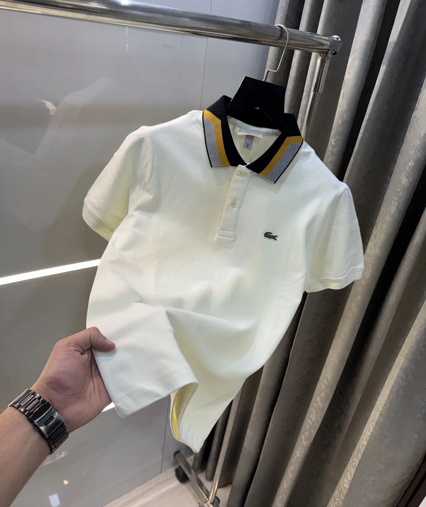 Lacost e Cream Embroidery Logo Premium Polo T-Shirt