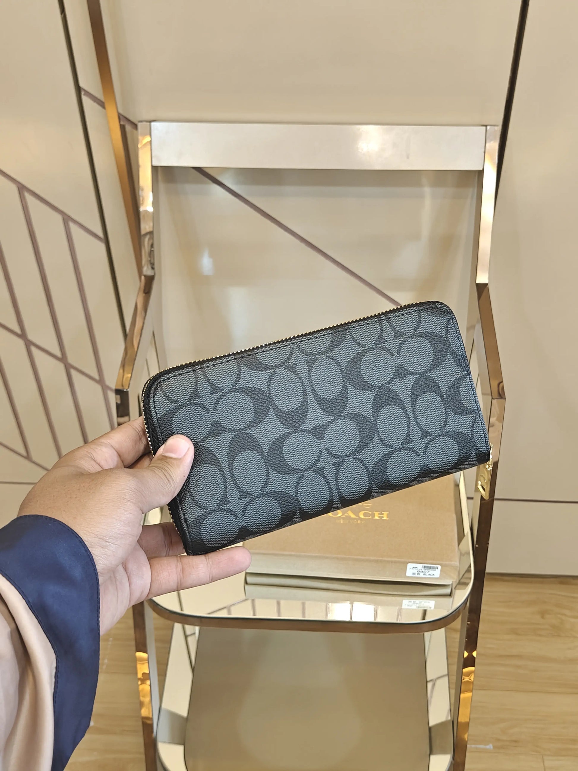 COACH LONG WALLET PREMIUM QUALITY WITH OVERALL MONOGRAM PRINT WITH OG BOX