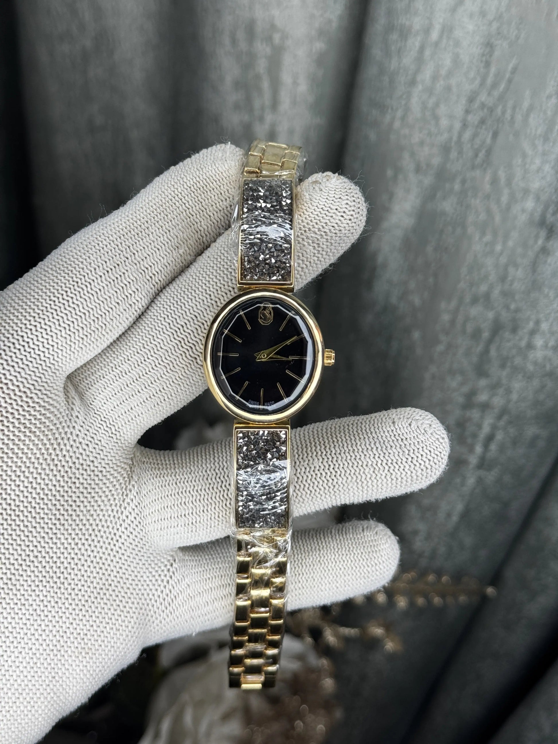 Swarovski Sparkle Gold Blue Premium Ladies Watch