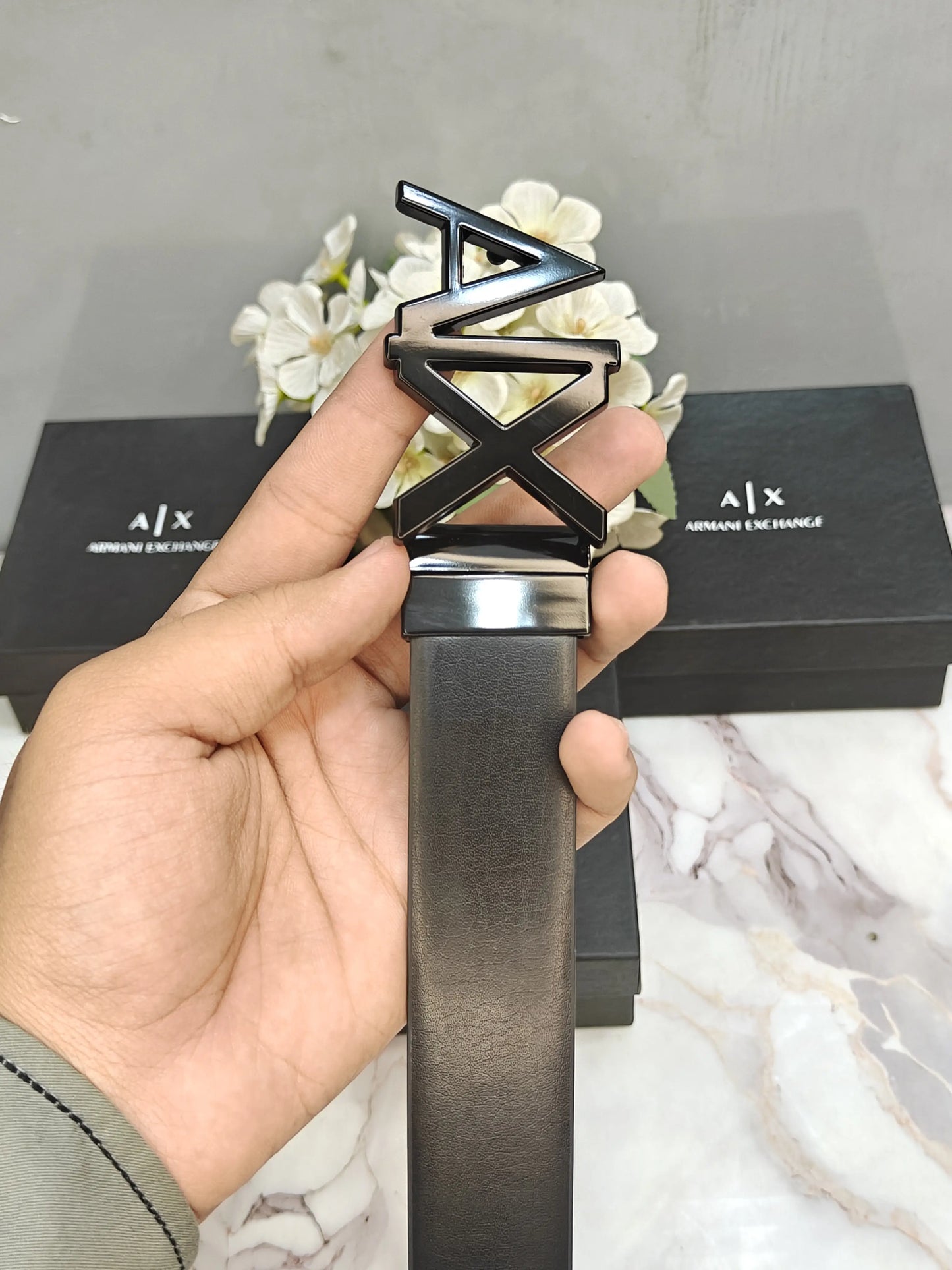 AX ARMANI EXCHANGE PREMIUM QUALITY REVERSEABLE BELT WITH OG BOX AX-522