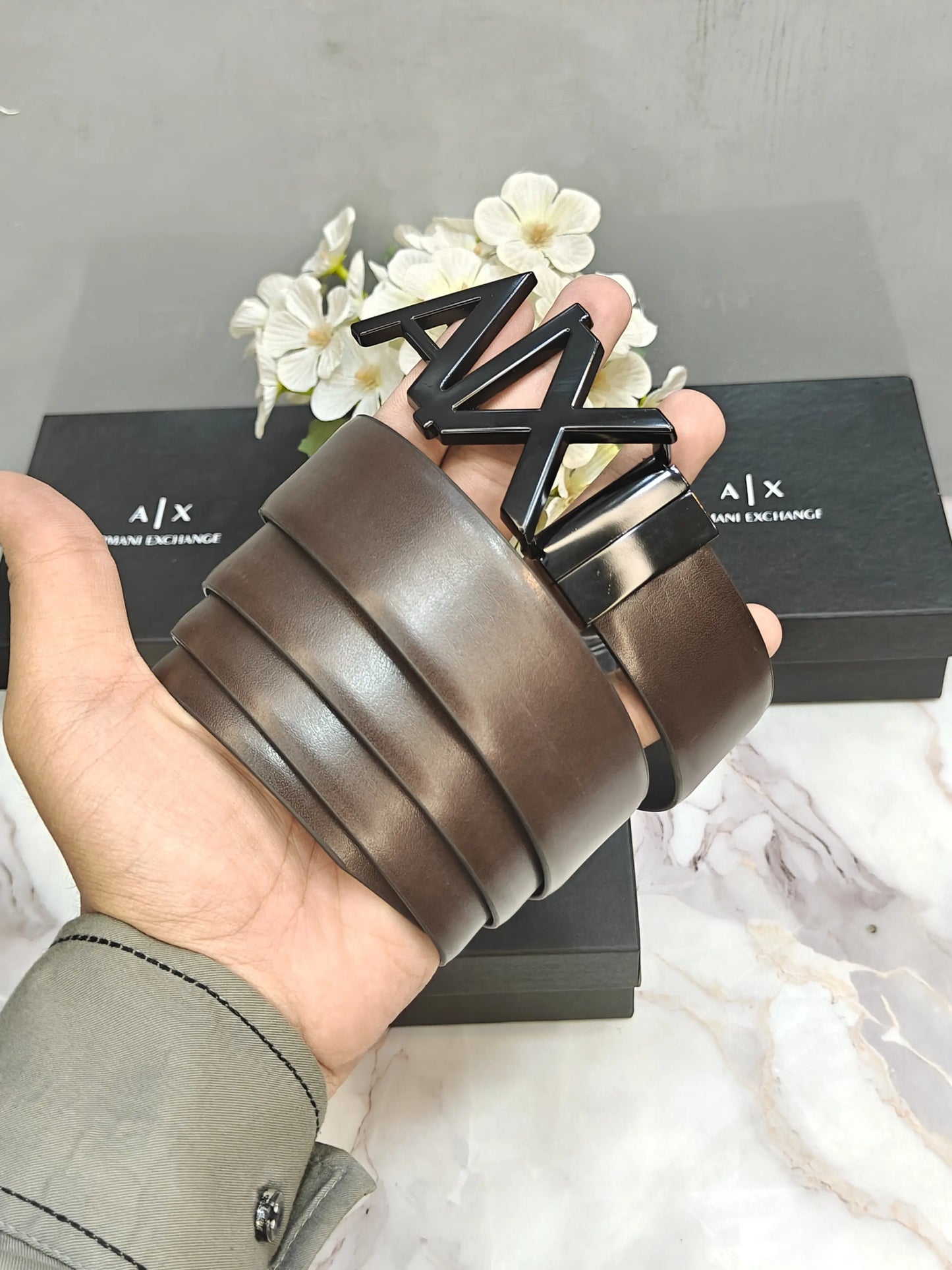 AX ARMANI EXCHANGE PREMIUM QUALITY REVERSEABLE BELT WITH OG BOX AX-522
