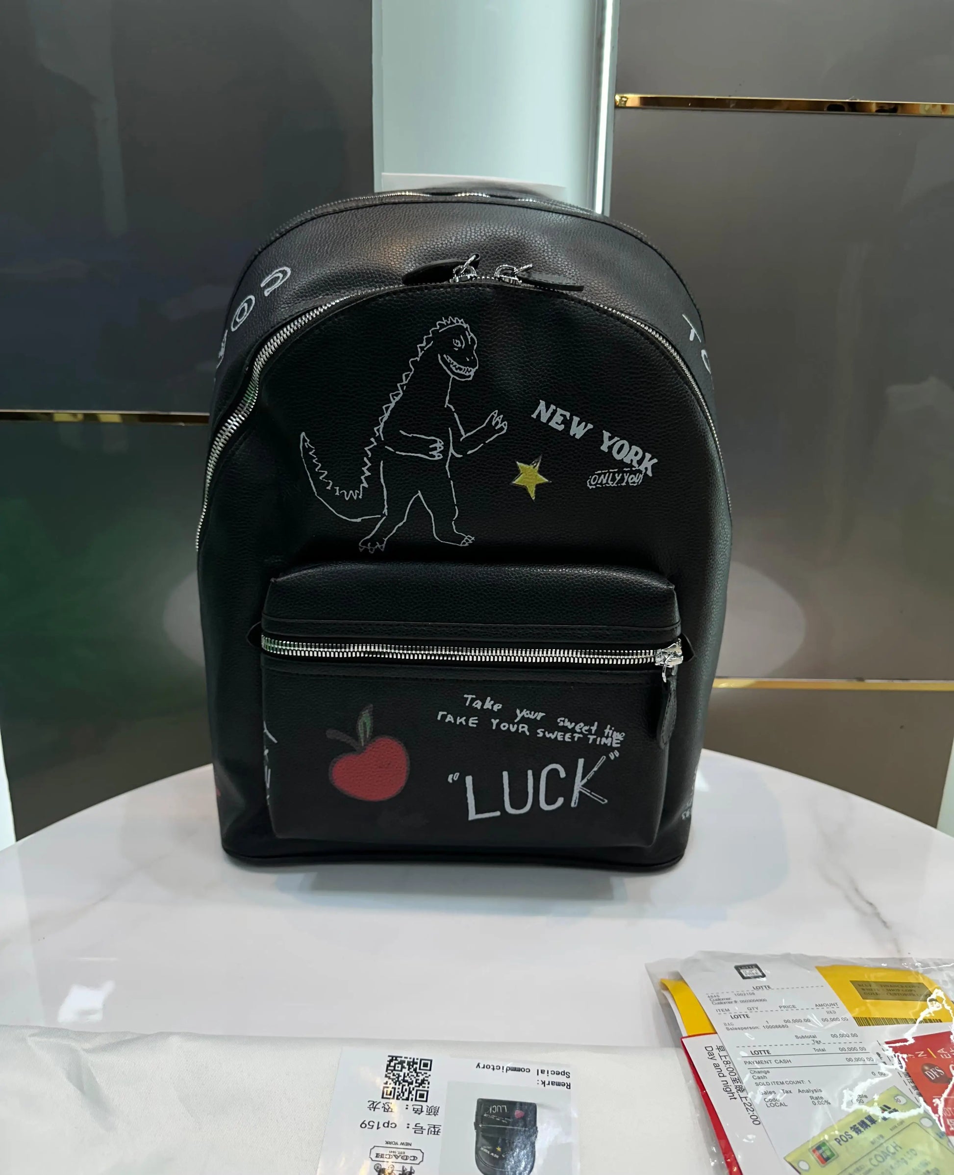 Coac h Black Sketch Print Luxury Imported BackPack
