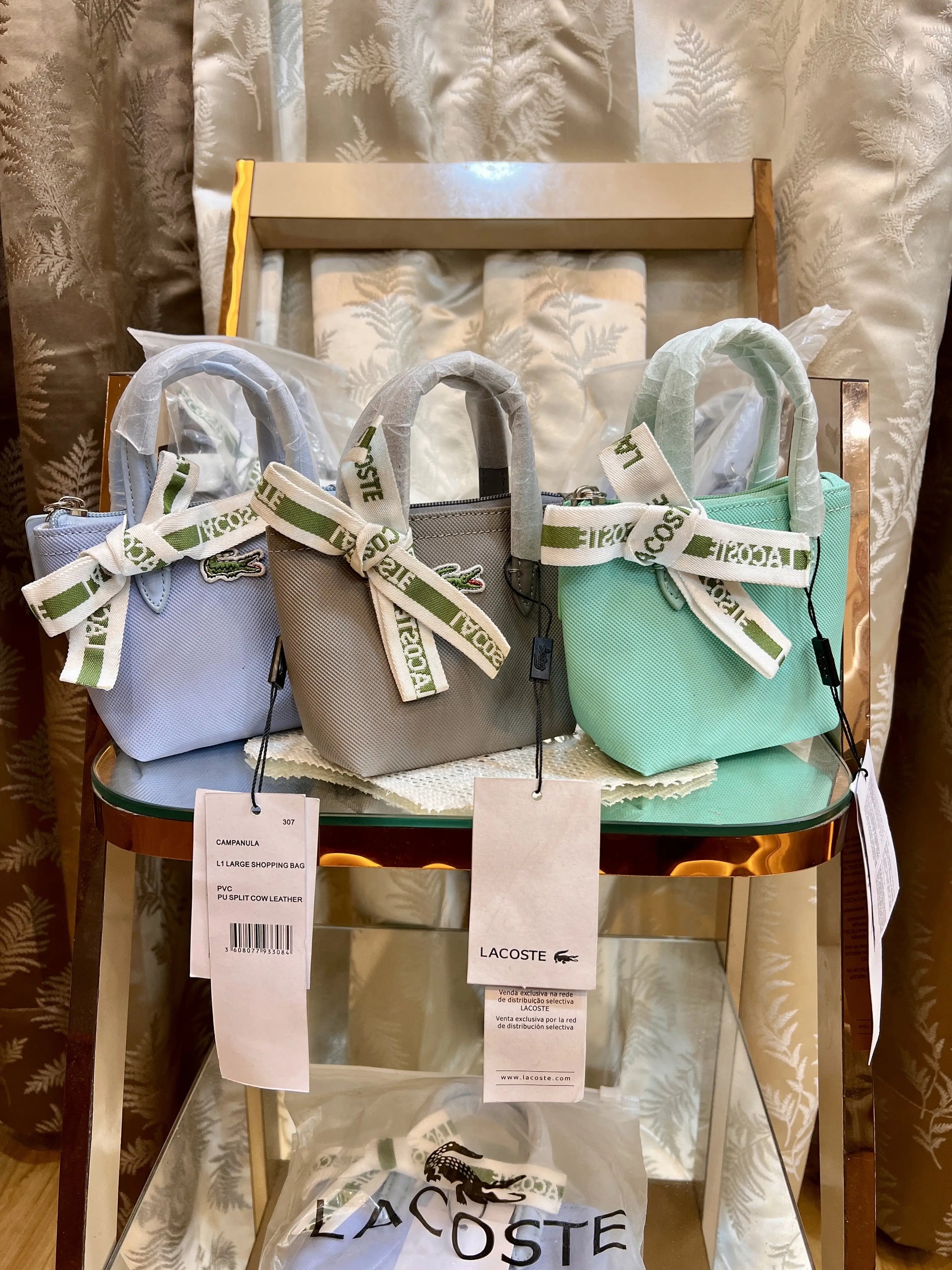 LACOSTE PREMIUM QUALITY IMPORTED MINI TOTE WITH SLING BELT L1212 GREY