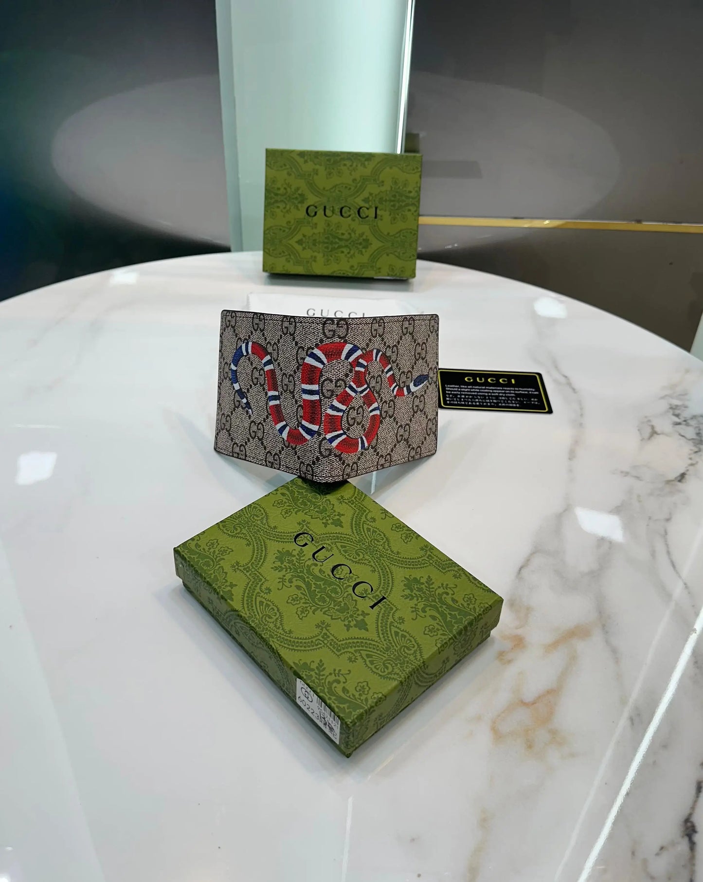 Gucc i Snake Beige 003 Monogram Premium Wallet