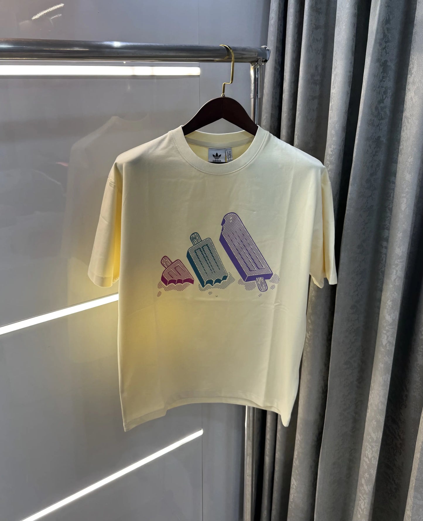 Adidas Cream Logo Print Imported Oversized T-Shirt