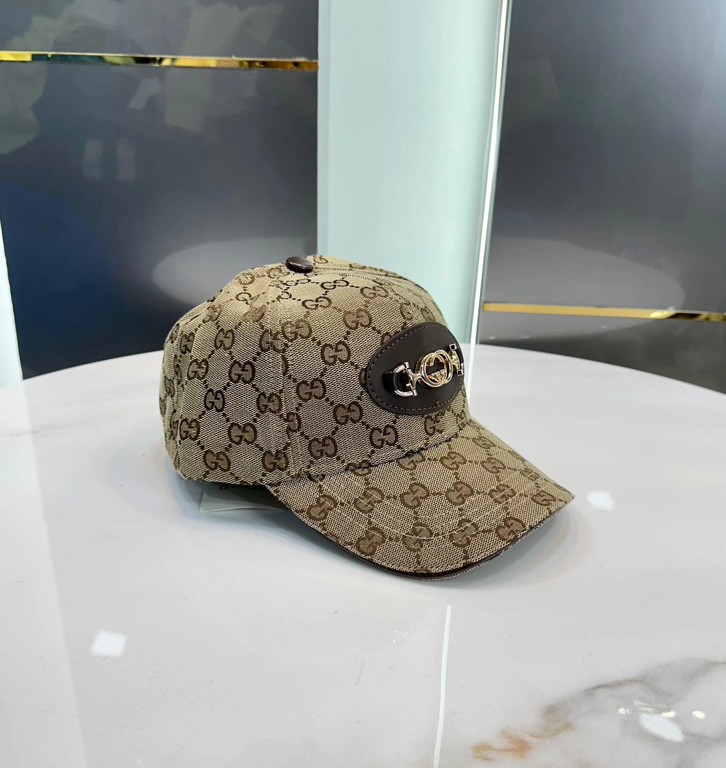 Cap Gucc i Beige Monogram 002 Premium Imported Cap