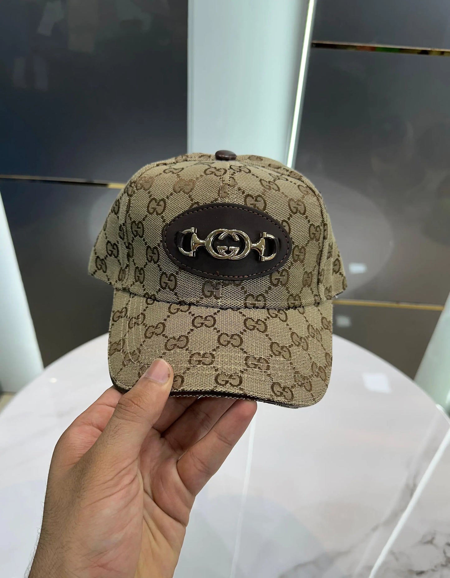 Cap Gucc i Beige Monogram 002 Premium Imported Cap