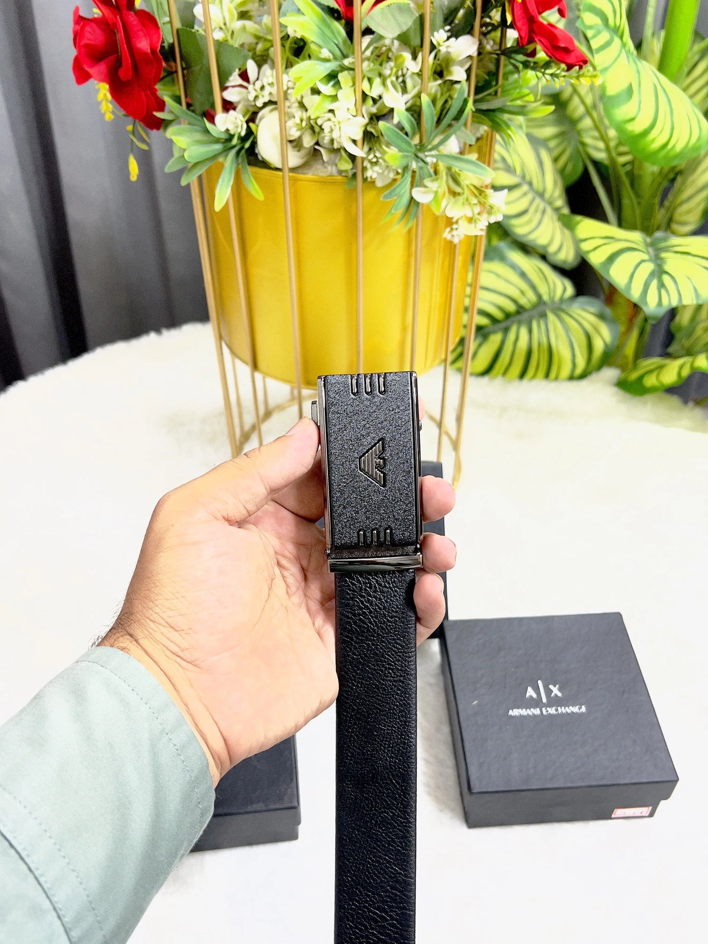 AX ARMANI EXCHANGE PREMIUM QUALITY AUTOLOCK BELT WITH OG BOX AX-518