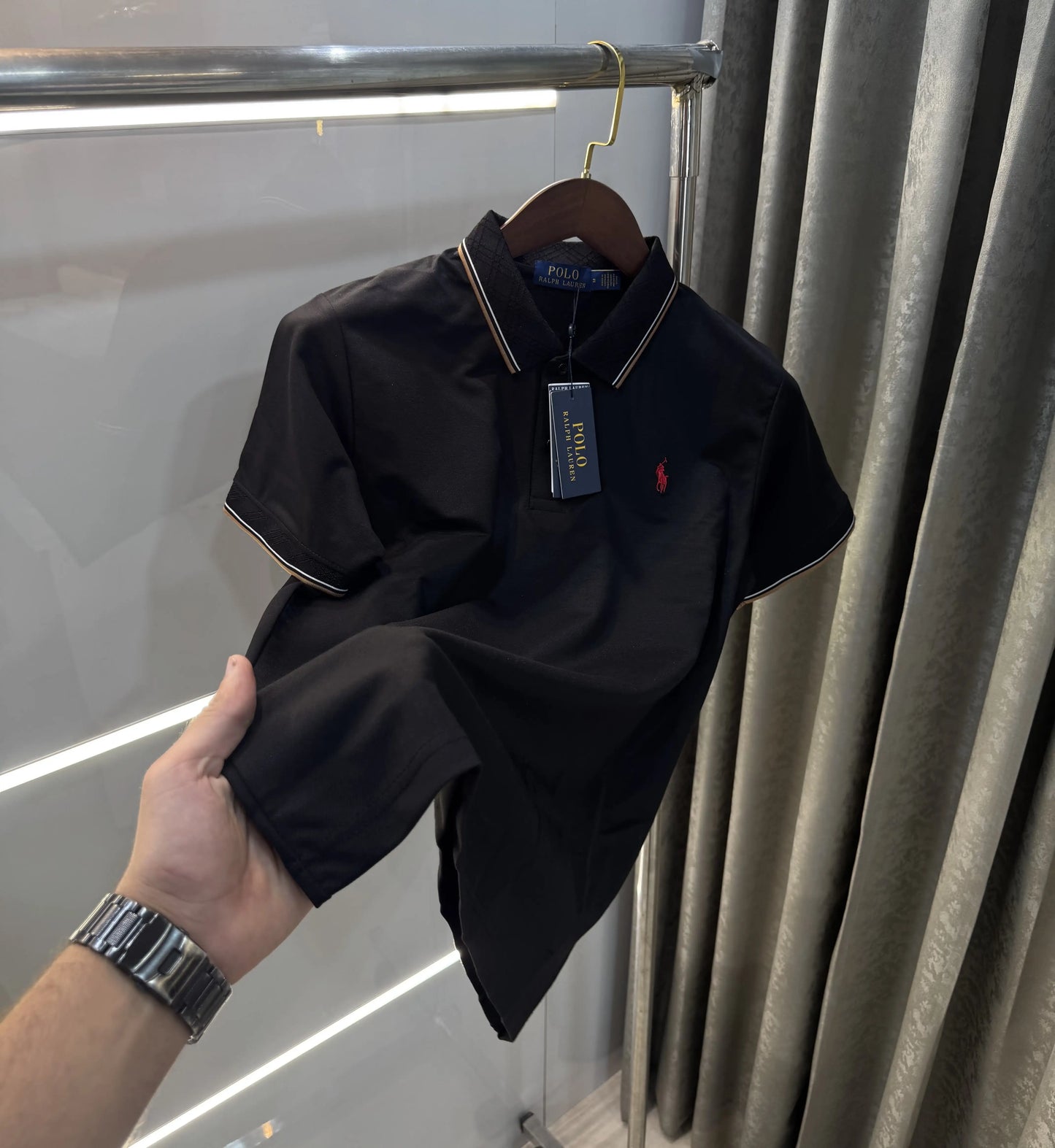Ralph Lauren Black Embroidery Logo Premium Polo T-shirt With Box Packing