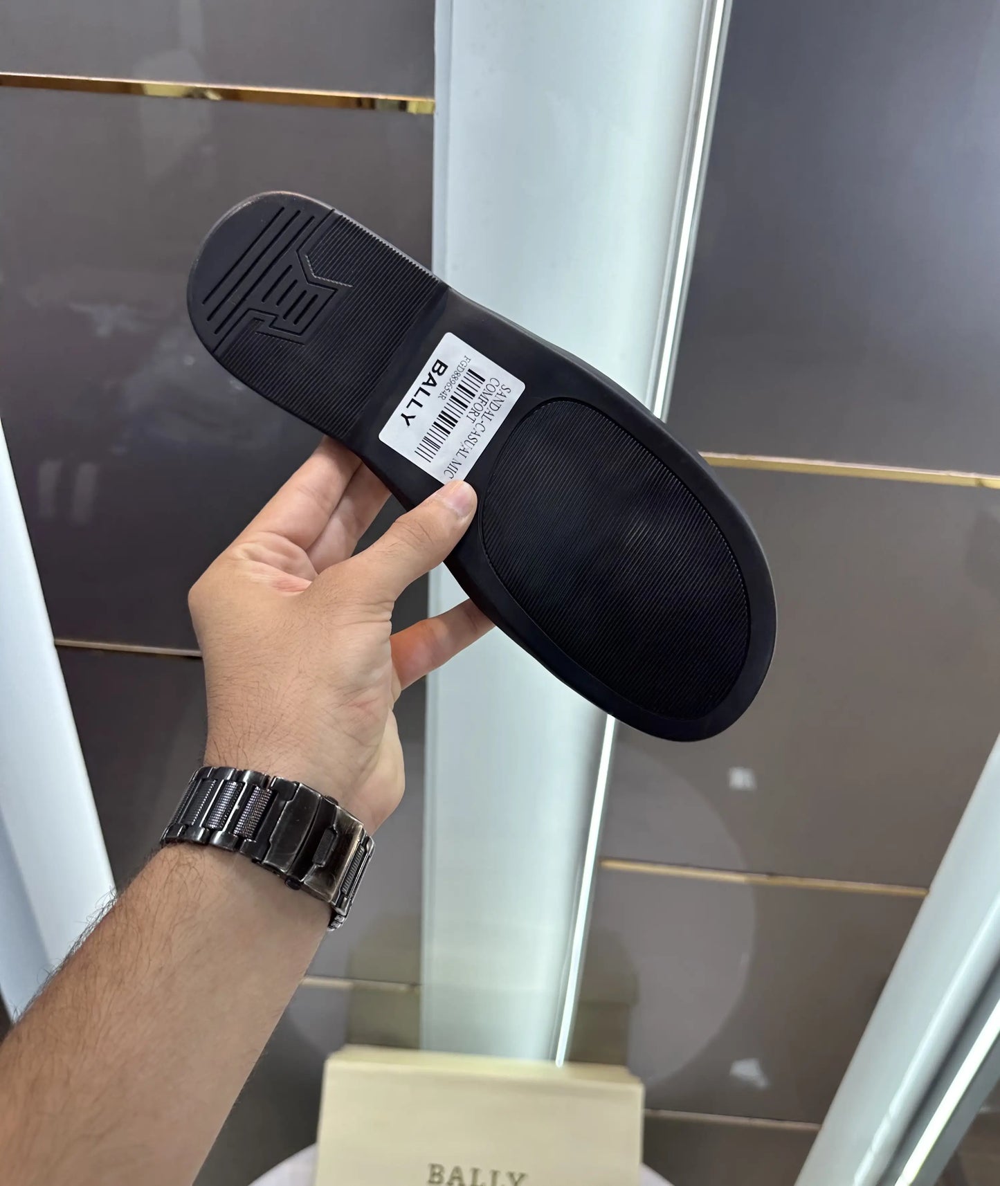Bally Premium White Black Slide For Men
