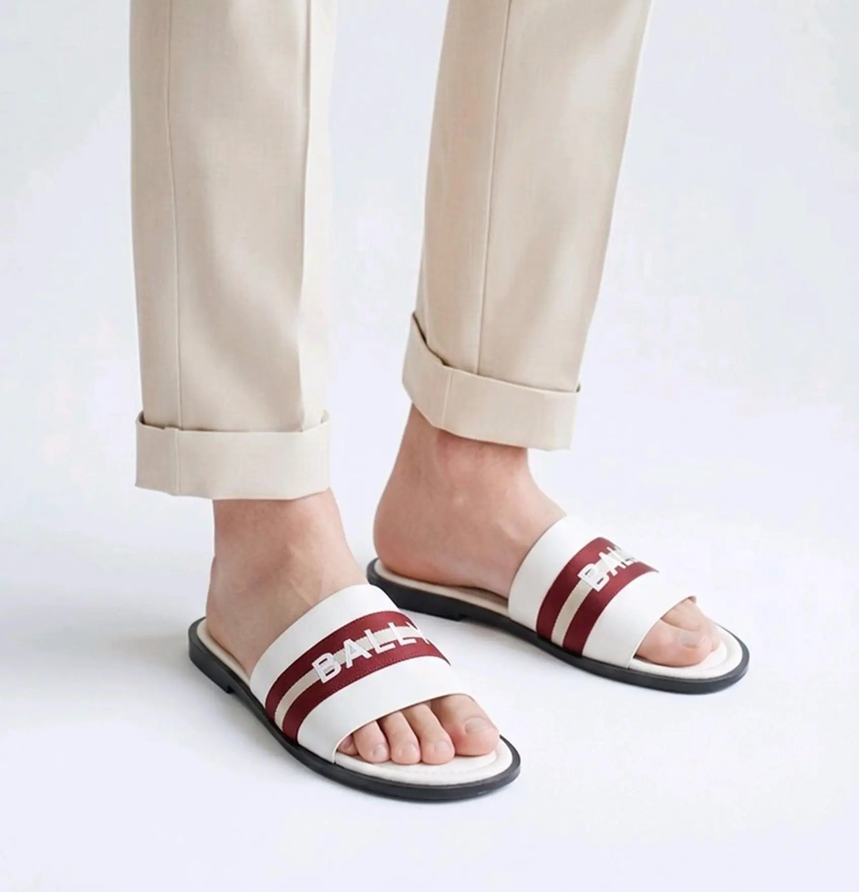 Bally Premium White Red Slide For Men