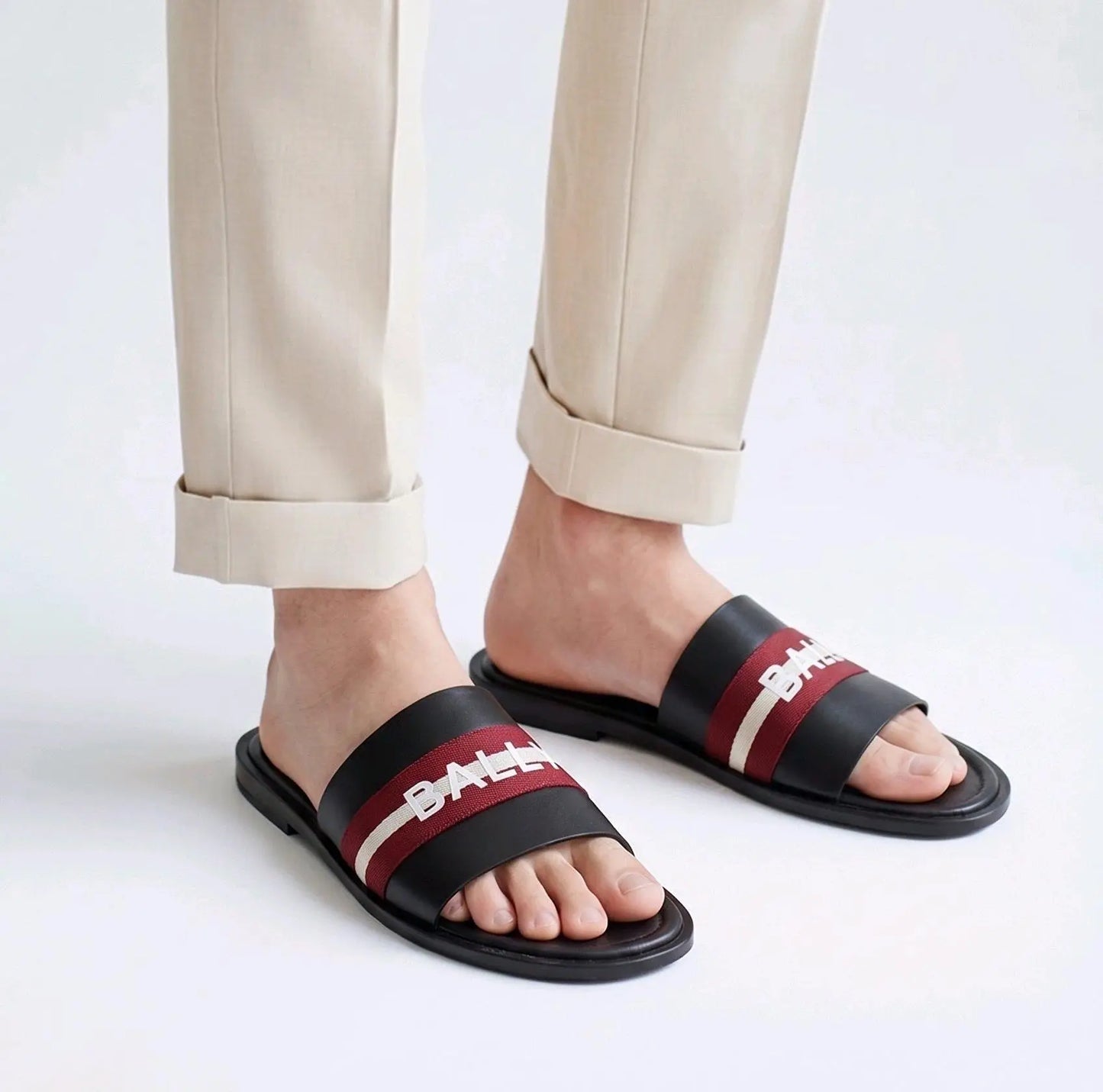 Bally Premium Black Red Slide For Men