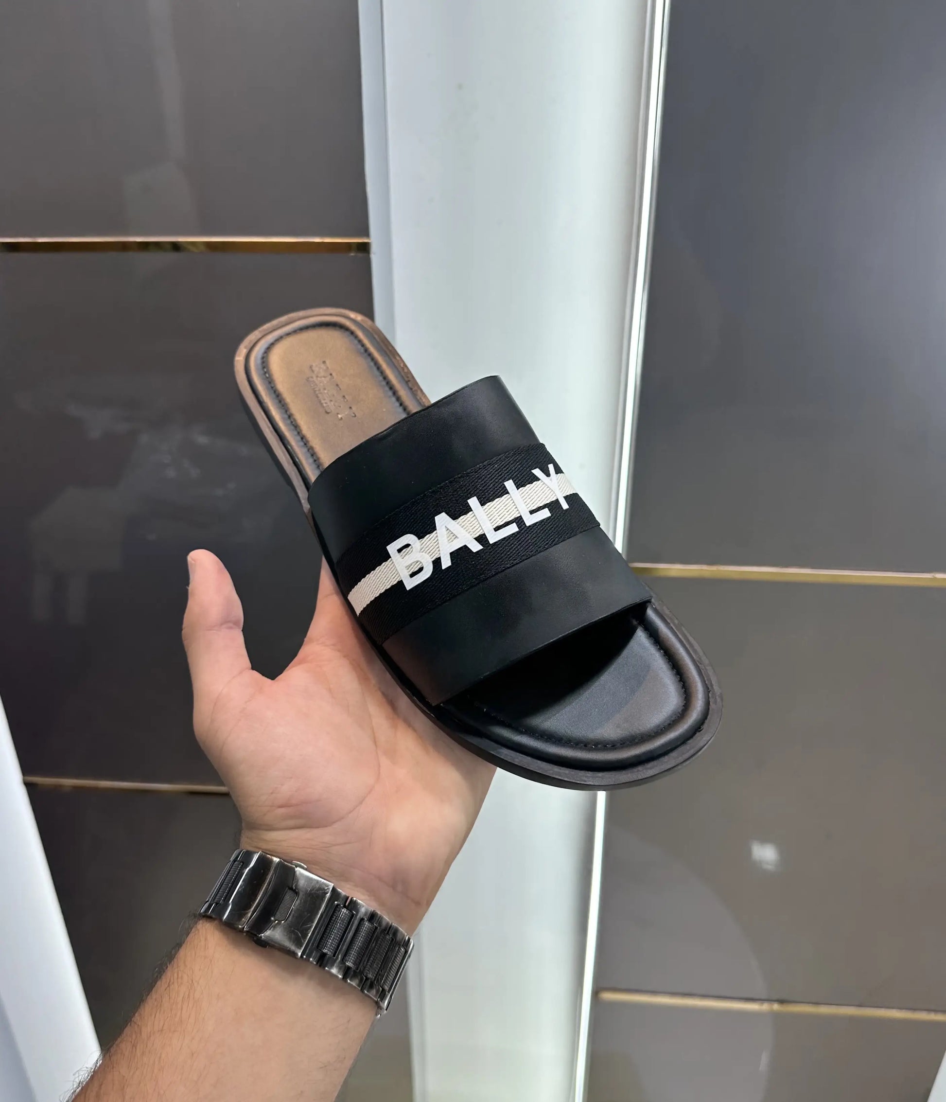 Bally Premium Black Slide For Men