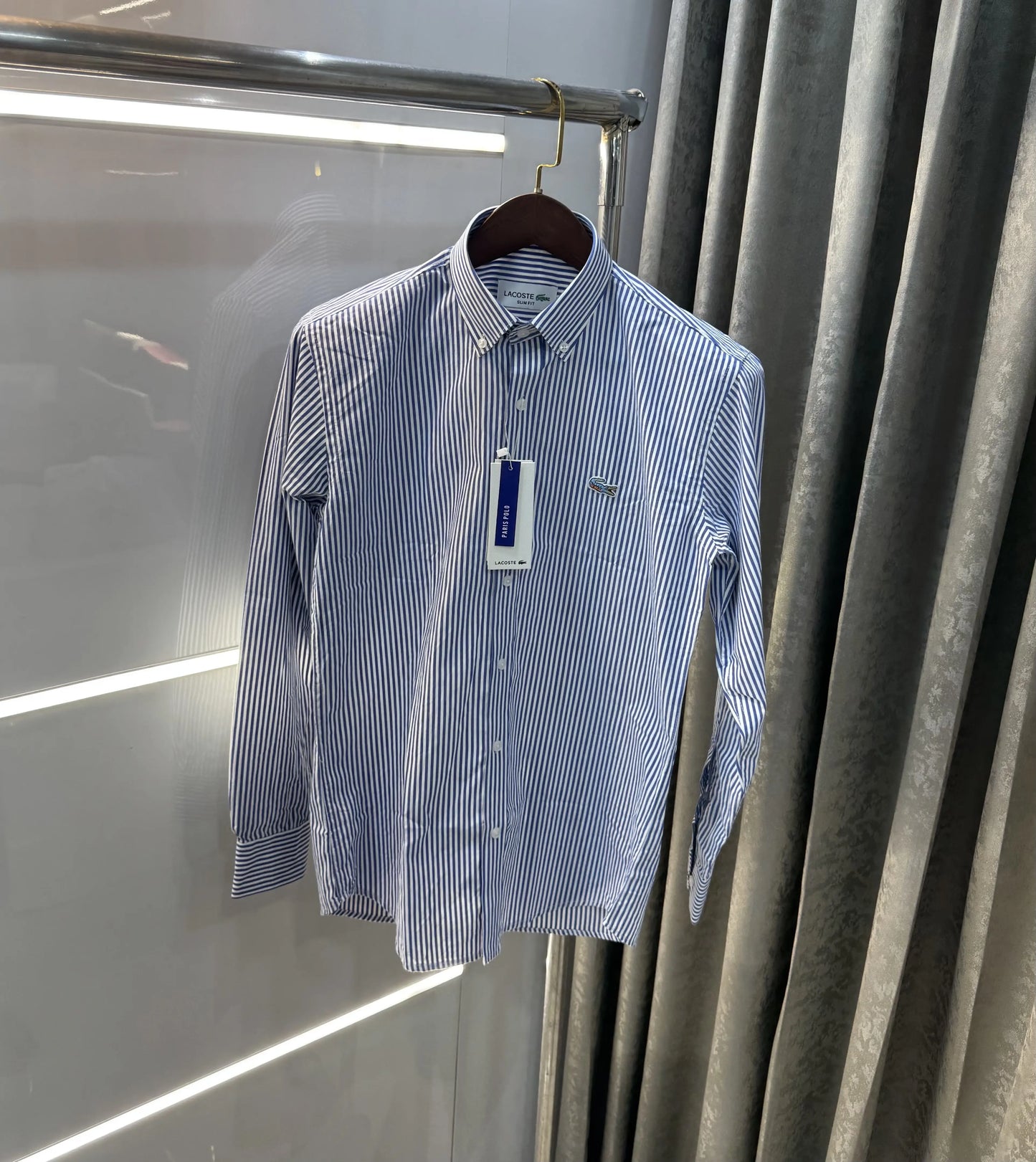 Lacoste Blue Stripes Premium Linen Shirt