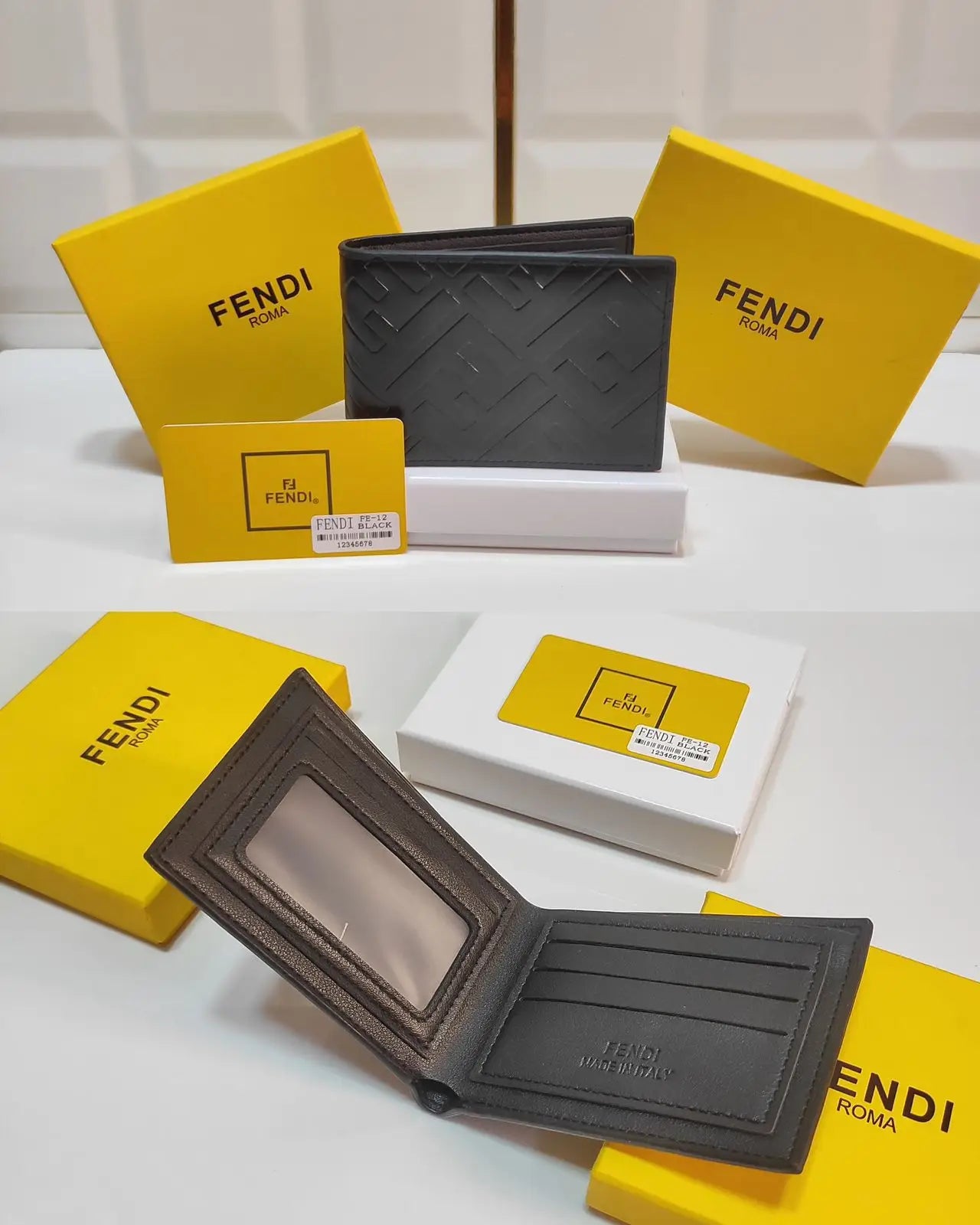 FENDI PREMIUM QUALITY EMBOSSED WALLET WITH OG BOX