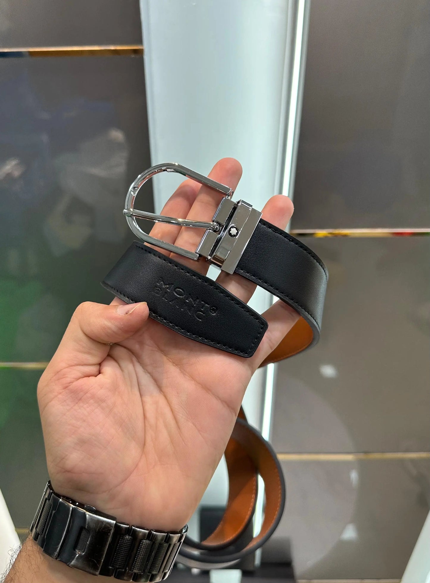 Mont Blan c Silver Premium Imported Belt