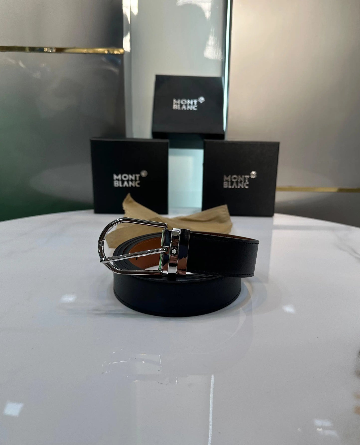 Mont Blan c Silver Premium Imported Belt