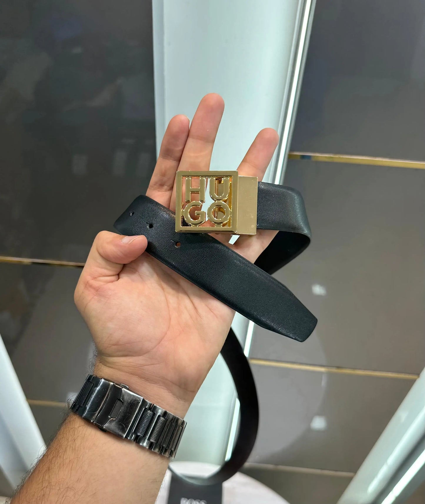 Hugo bos s Gold Reversible Plain Premium Imported Belt