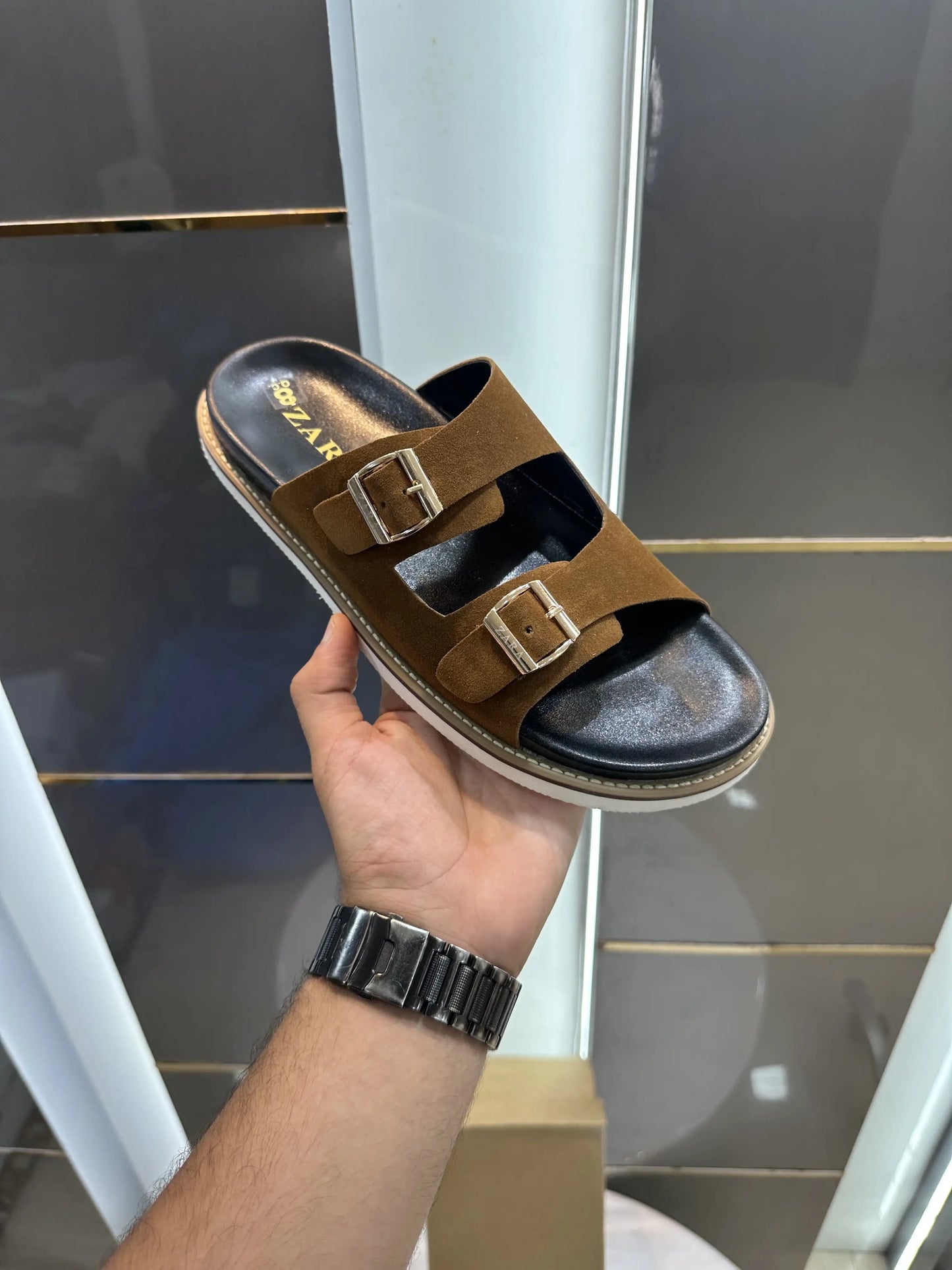 Zara_Tan Premium Slide For Men