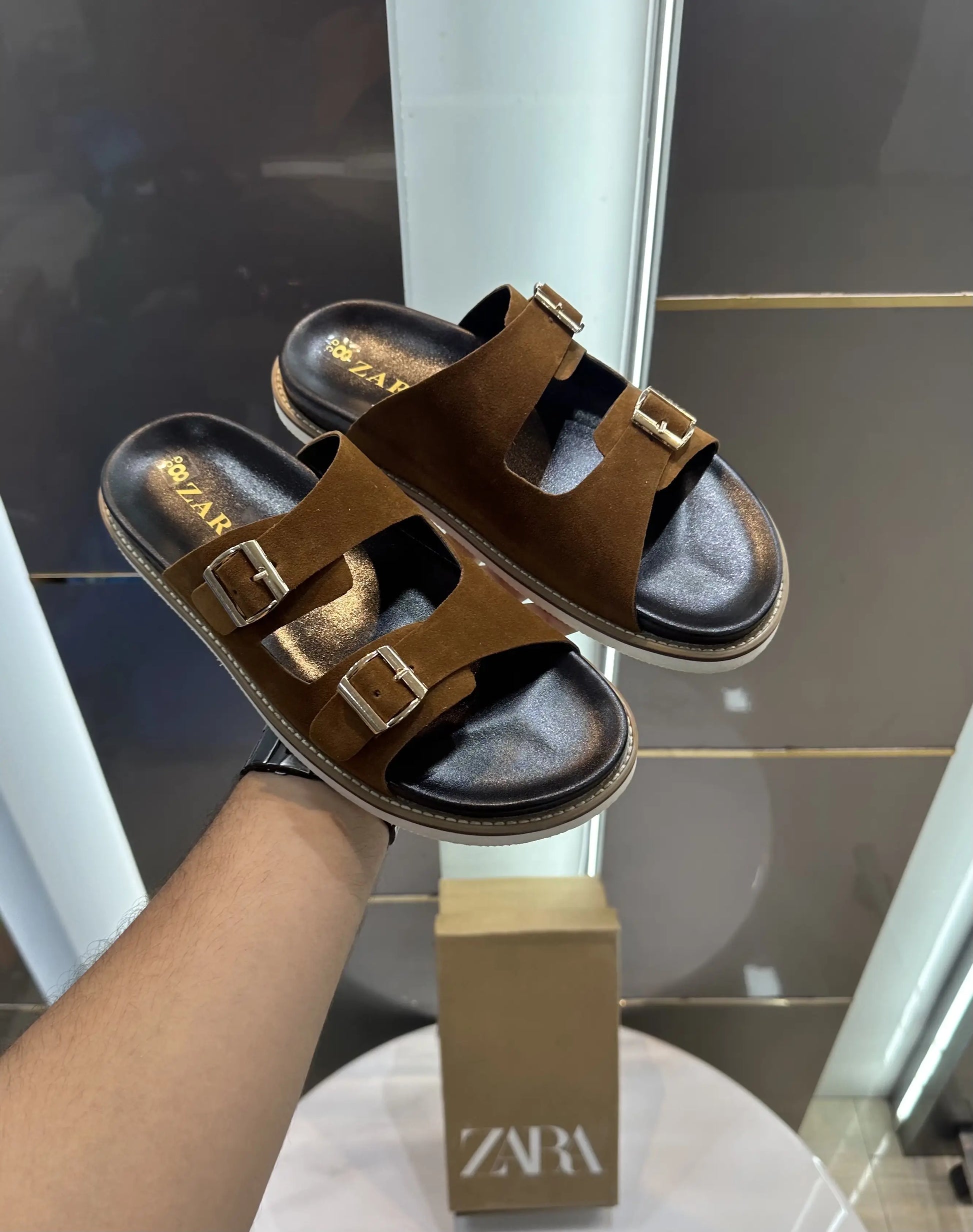 Zara_Tan Premium Slide For Men