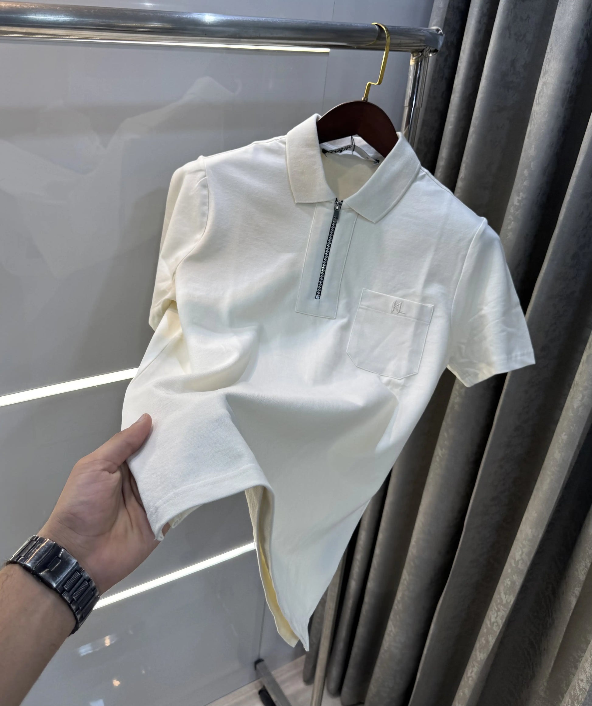 Karl Lagerfled Cream Imported Polo T-Shirt