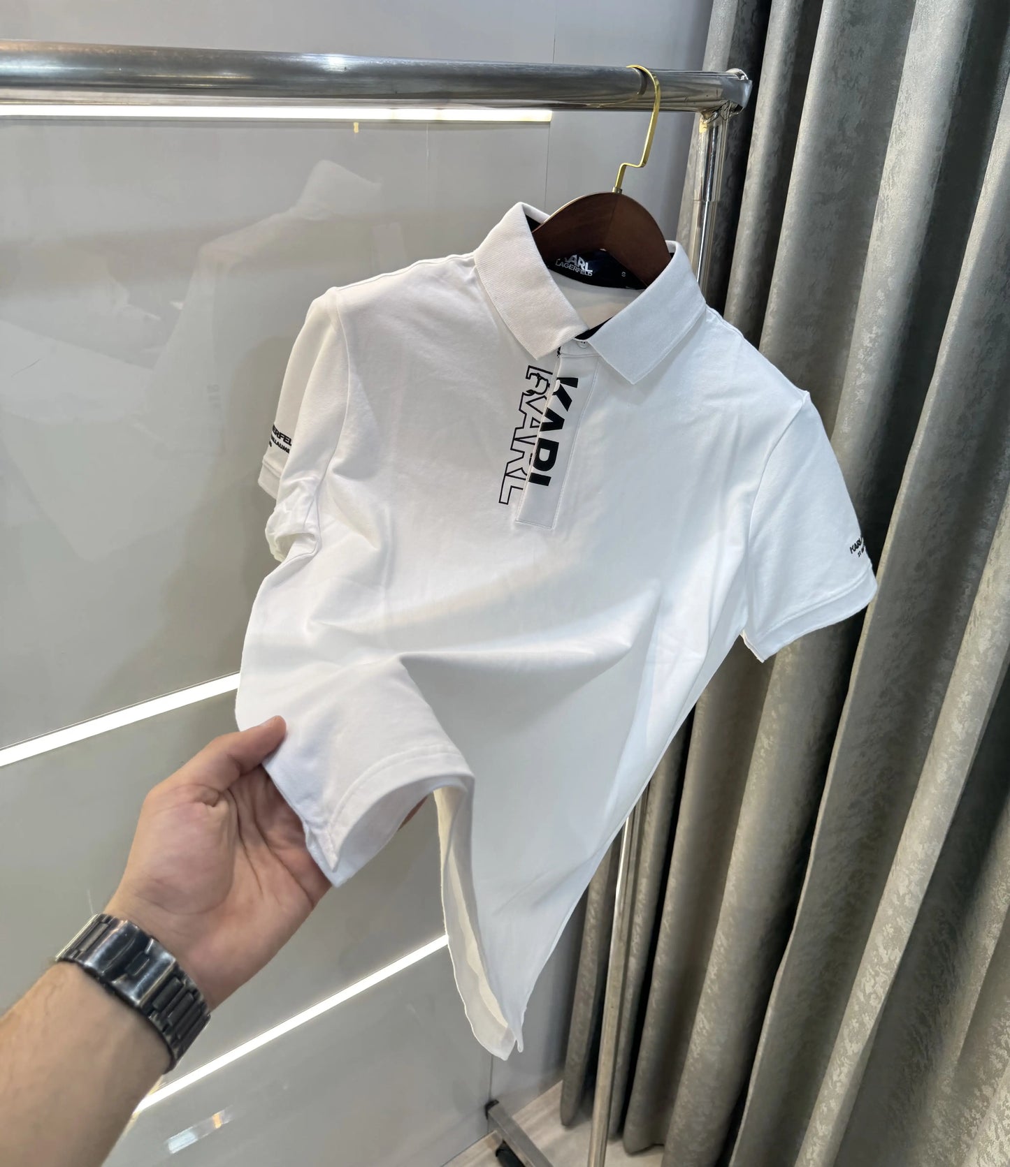 Karl Lagerfled White Imported Polo T-Shirt