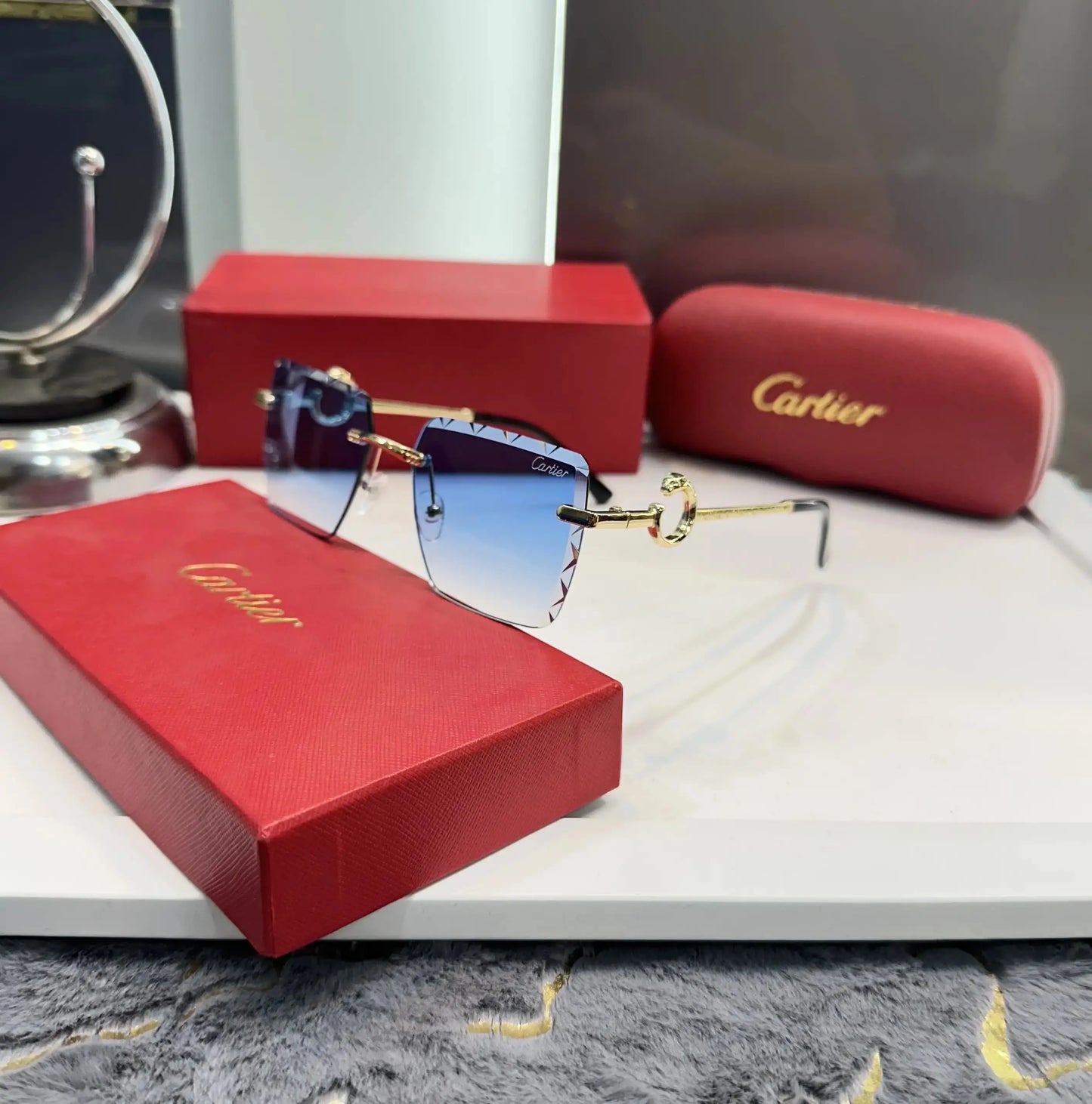 Cartie r Gold Blue Jaguar Premium Shades 8037