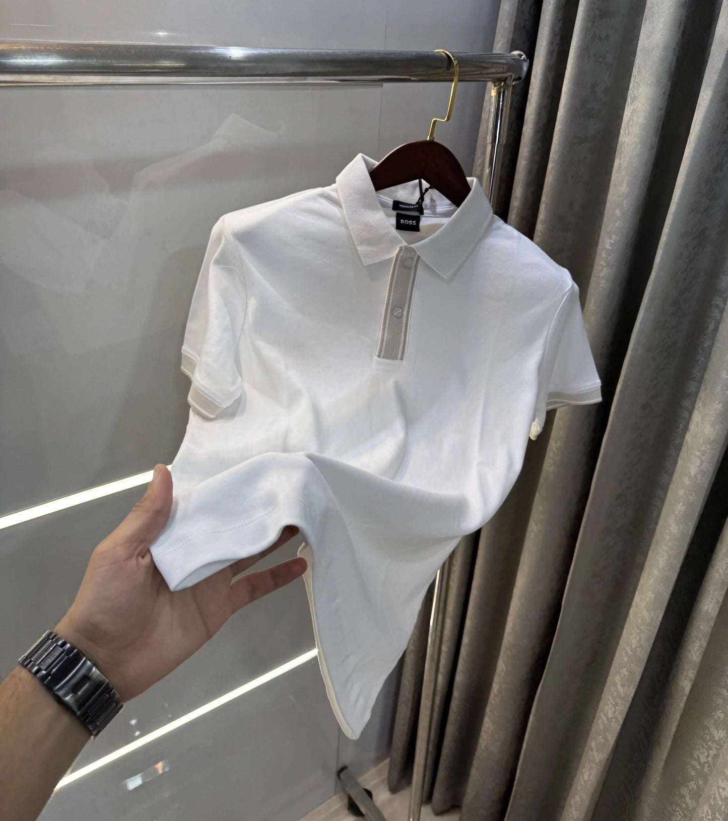 Hugo Boss White Logo Work Premium Polo T-shirt