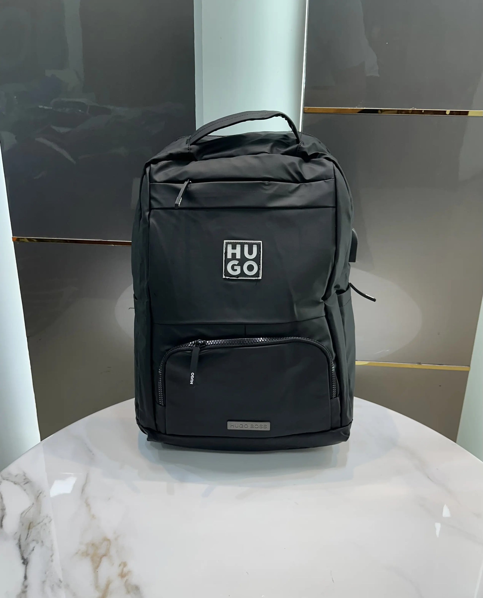 Hugo Bos s S83 Black White Luxury Imported BackPack With Usb Port