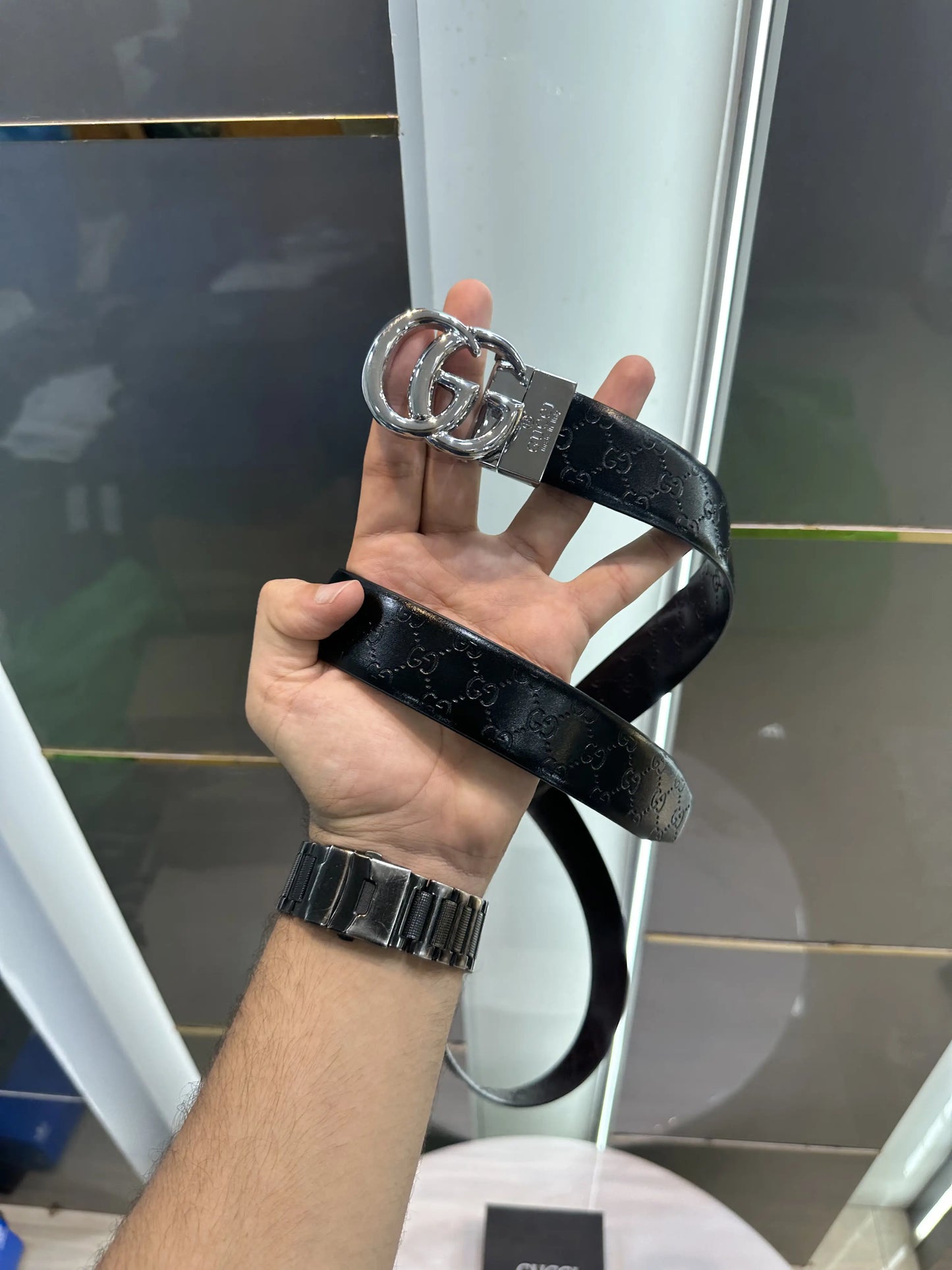 Gucc i Silver 333 Reversible Premium Imported Belt