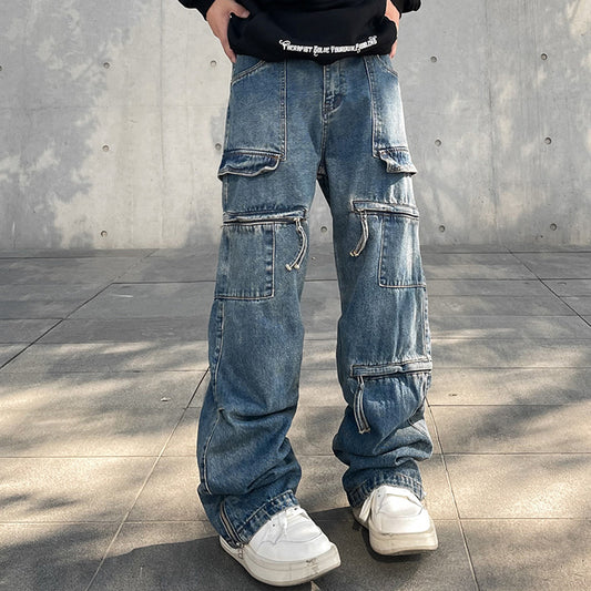 High Street Zip-up Cargo Jeans Guy